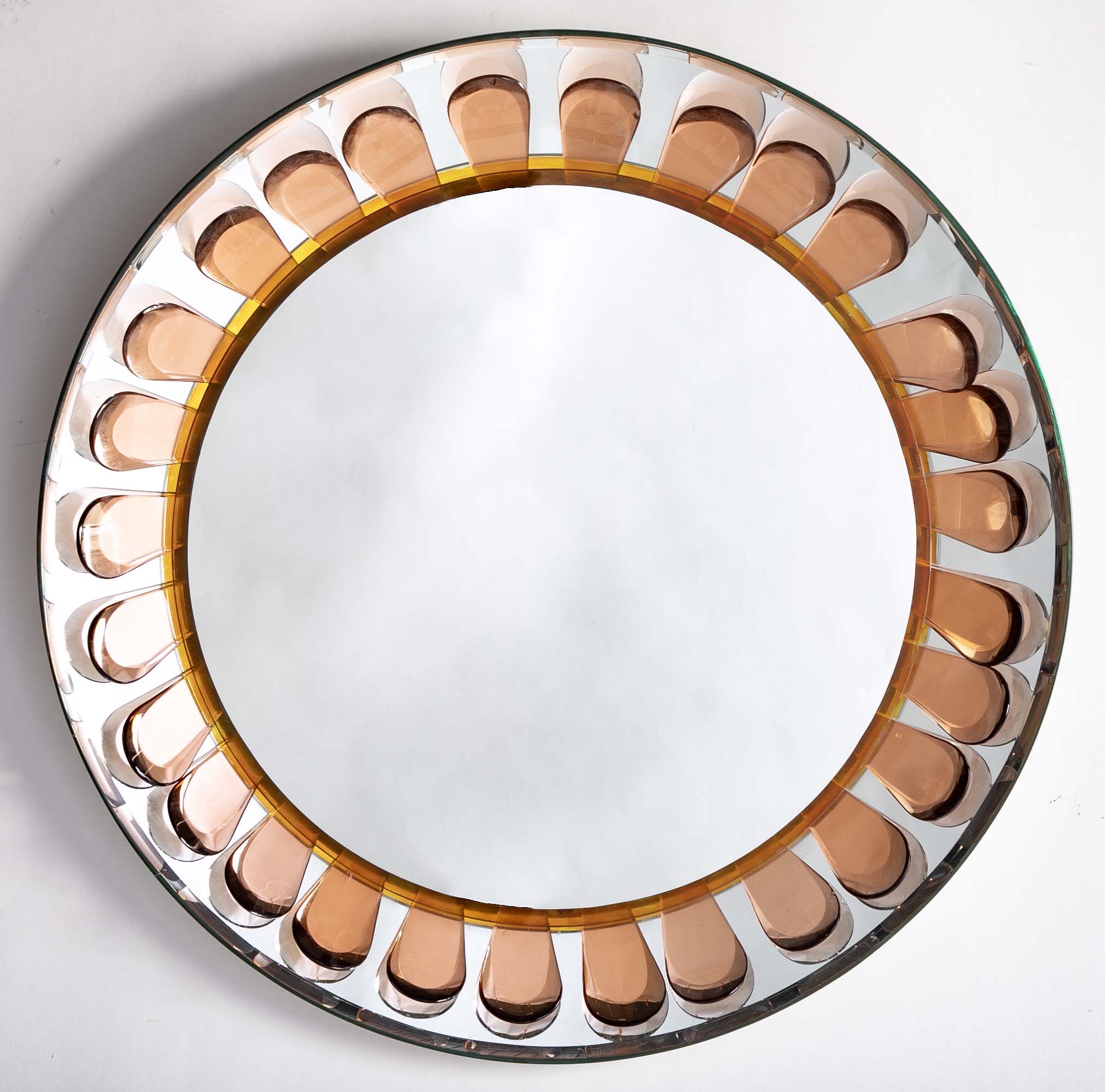 A Round Mirror with Painted Metal Petal Decor by Max Ingrand