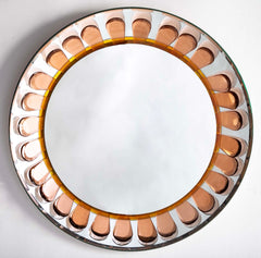 A Round Mirror with Painted Metal Petal Decor by Max Ingrand
