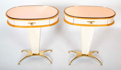 Pair of Italian Mid-Century Parchment & Brass End Tables