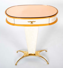 Pair of Italian Mid-Century Parchment & Brass End Tables