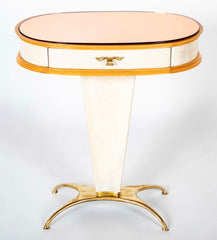 Pair of Italian Mid-Century Parchment & Brass End Tables