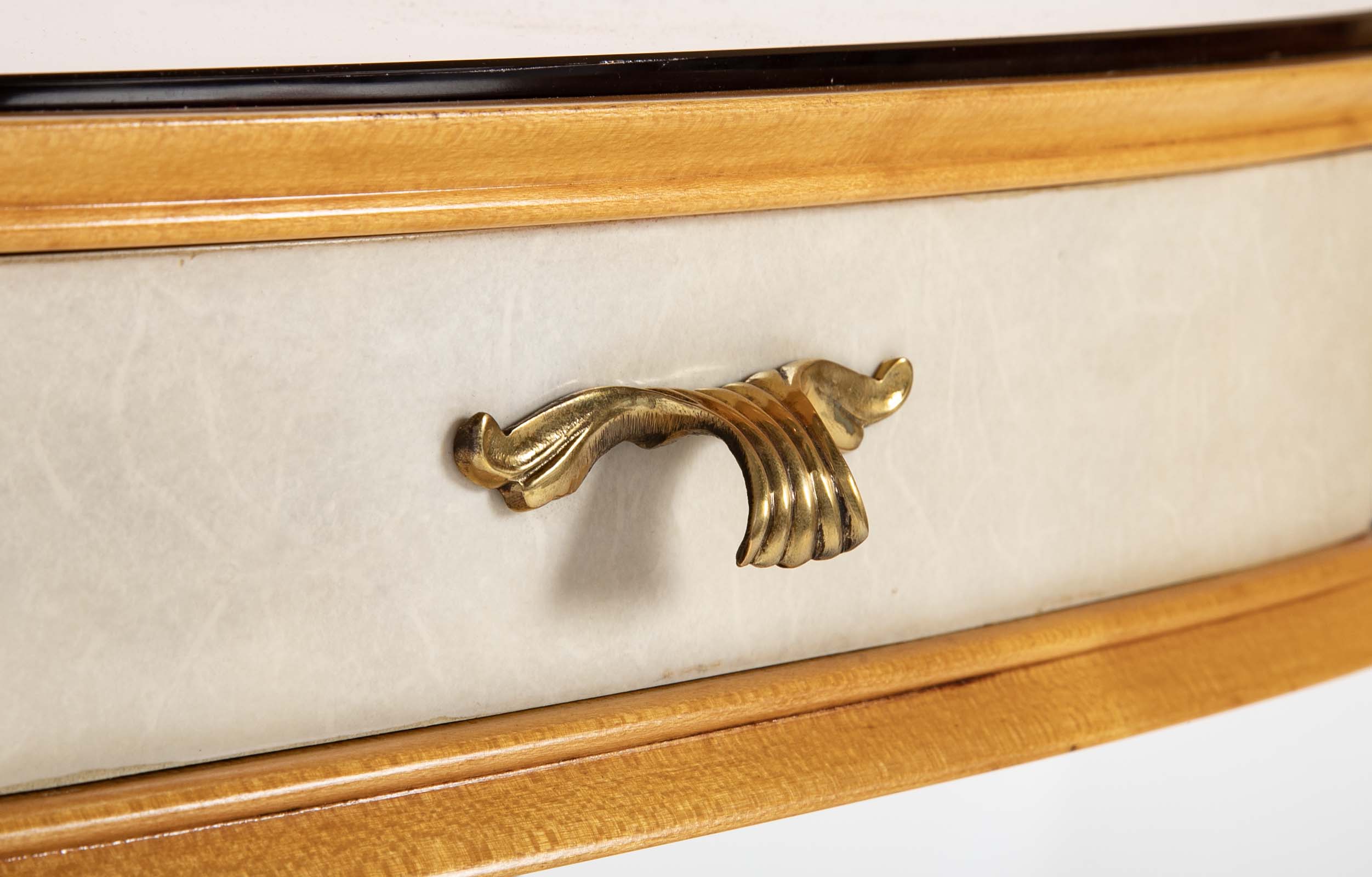 Pair of Italian Mid-Century Parchment & Brass End Tables