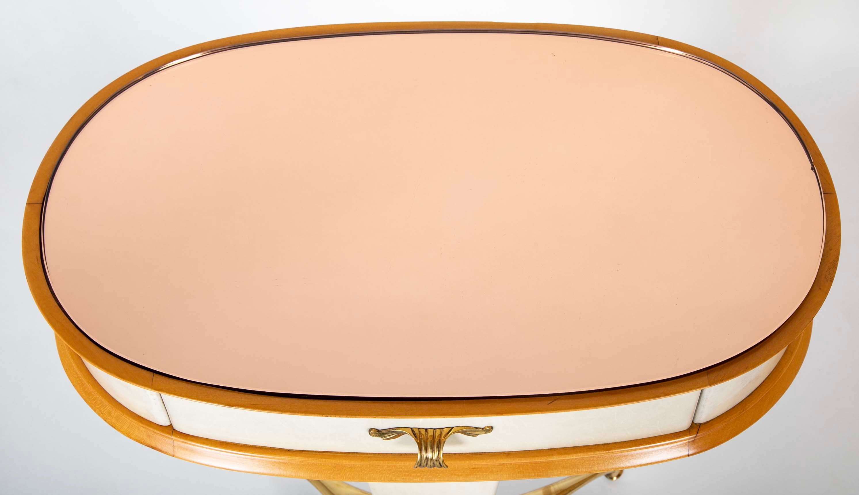 Pair of Italian Mid-Century Parchment & Brass End Tables