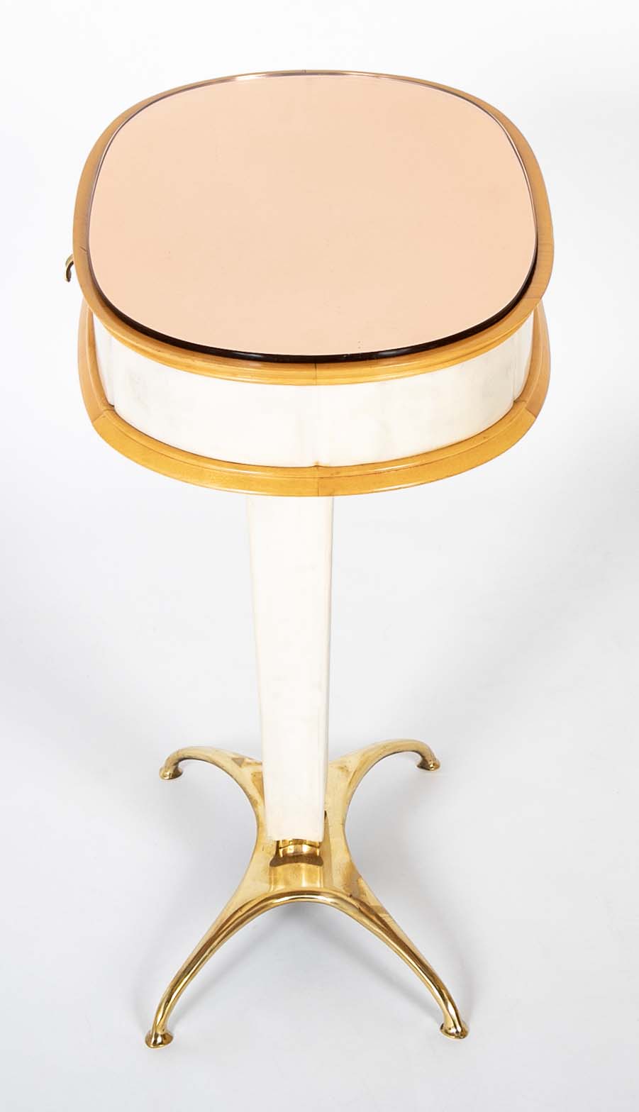 Pair of Italian Mid-Century Parchment & Brass End Tables