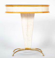 Pair of Italian Mid-Century Parchment & Brass End Tables