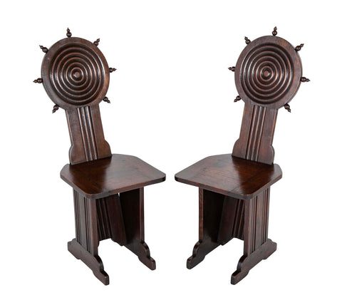 Pair of Early 20th Century Side Chairs by Charles Dudouyt for L'Abeillee