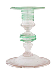 Pair of Green Threaded Glass Candlesticks by Steuben/H.C Frey & Co.