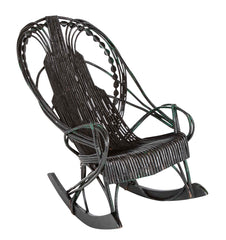 Black Painted Twig Rocker - Possibly American Adirondack