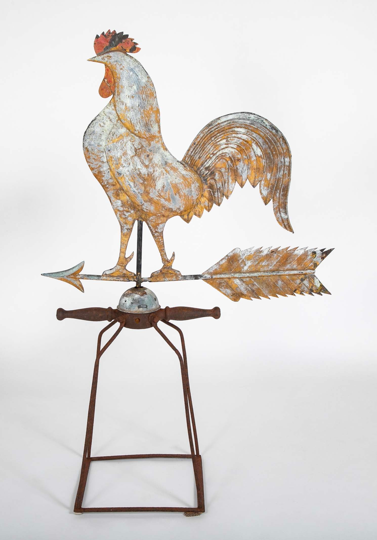 Large Copper Rooster Weathervane - Probably by J W Fisher & Co. New York, NY