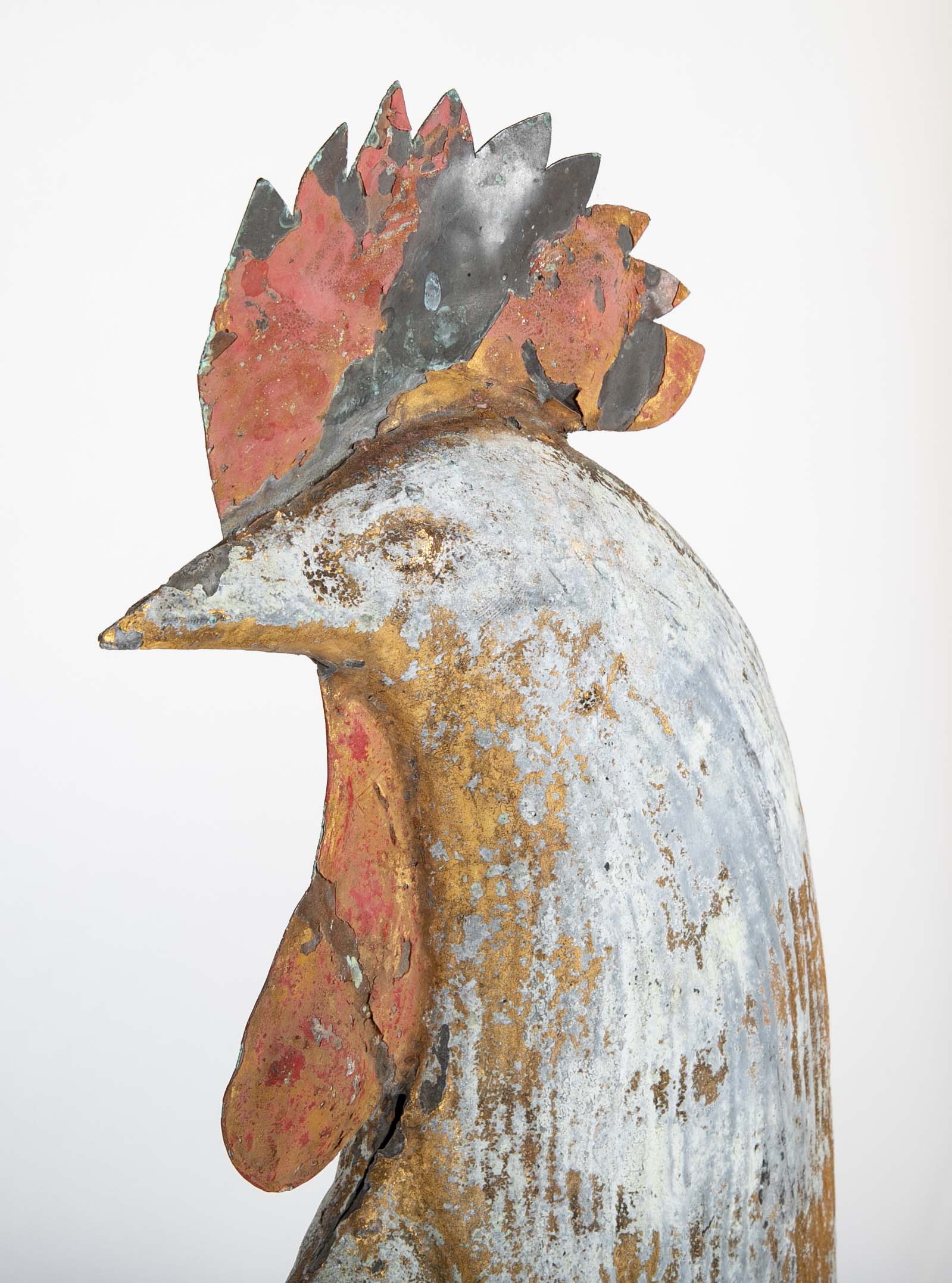 Large Copper Rooster Weathervane - Probably by J W Fisher & Co. New York, NY
