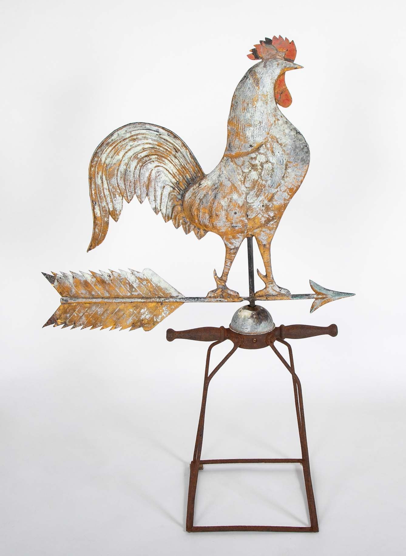 Large Copper Rooster Weathervane - Probably by J W Fisher & Co. New York, NY