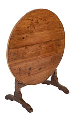French 19th Century Round Fruitwood Tilt Top Table