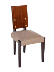 Set of 10 Mahogany Dining Chairs with Brass Medallions by Andre Sornay