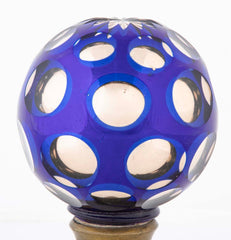 Pair of Blown Cobalt Blue Glass & Mercury Globe Newel Post Finials