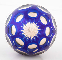 Pair of Blown Cobalt Blue Glass & Mercury Globe Newel Post Finials
