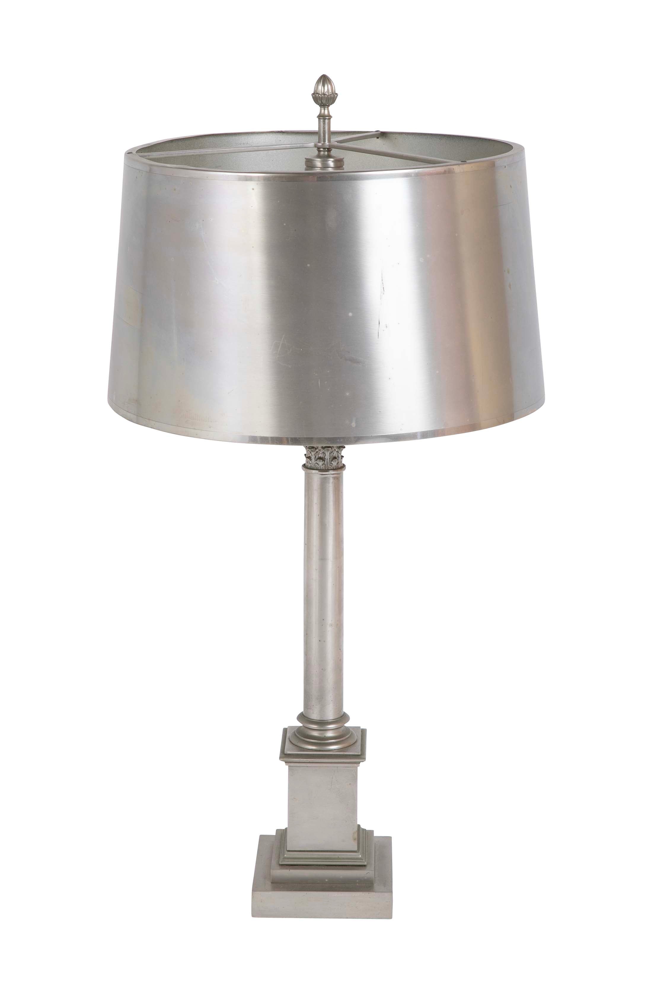 Maison Charles et Fils Silver-Plated Bronze Table Lamp Corinthian Column Form