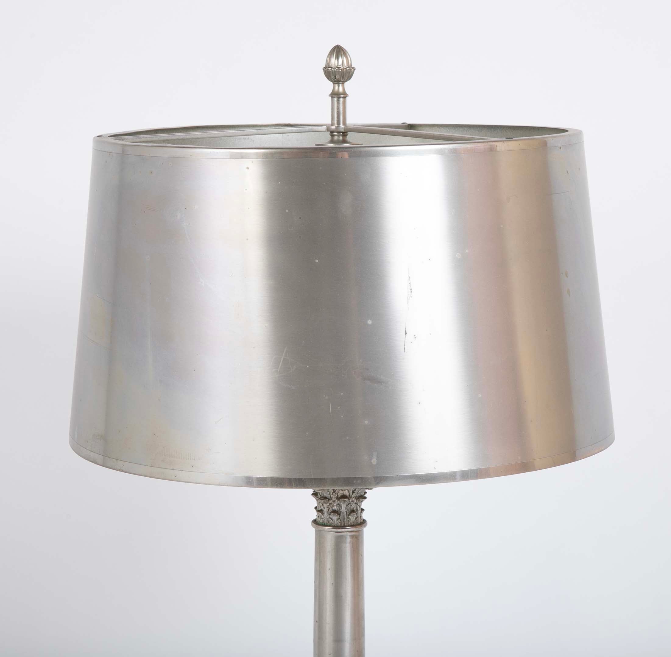 Maison Charles et Fils Silver-Plated Bronze Table Lamp Corinthian Column Form