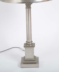 Maison Charles et Fils Silver-Plated Bronze Table Lamp Corinthian Column Form