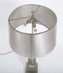 Maison Charles et Fils Silver-Plated Bronze Table Lamp Corinthian Column Form