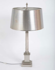 Maison Charles et Fils Silver-Plated Bronze Table Lamp Corinthian Column Form