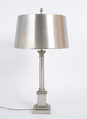 Maison Charles et Fils Silver-Plated Bronze Table Lamp Corinthian Column Form
