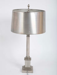 Maison Charles et Fils Silver-Plated Bronze Table Lamp Corinthian Column Form