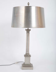 Maison Charles et Fils Silver-Plated Bronze Table Lamp Corinthian Column Form