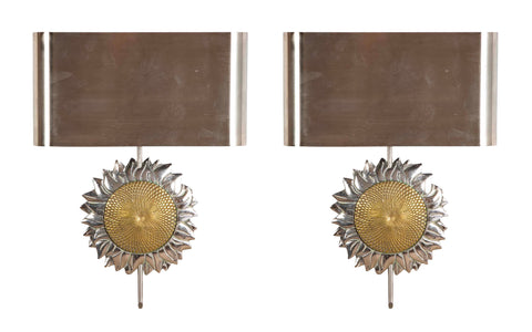 Pair of Mid-Century Maison Charles Sunflower Sconces