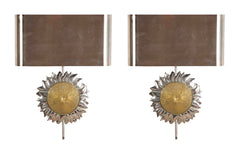 Pair of Mid-Century Maison Charles Sunflower Sconces