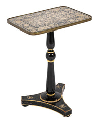 Early 19th Century English Black Lacquered Penwork Decorated Table