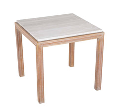 A French Travertine Top Cerused Oak Side Table