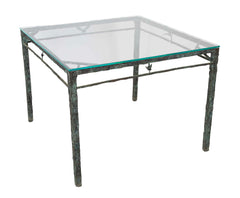 Louis Cane Bronze Glass Top Table with Stylized Bird in Apron