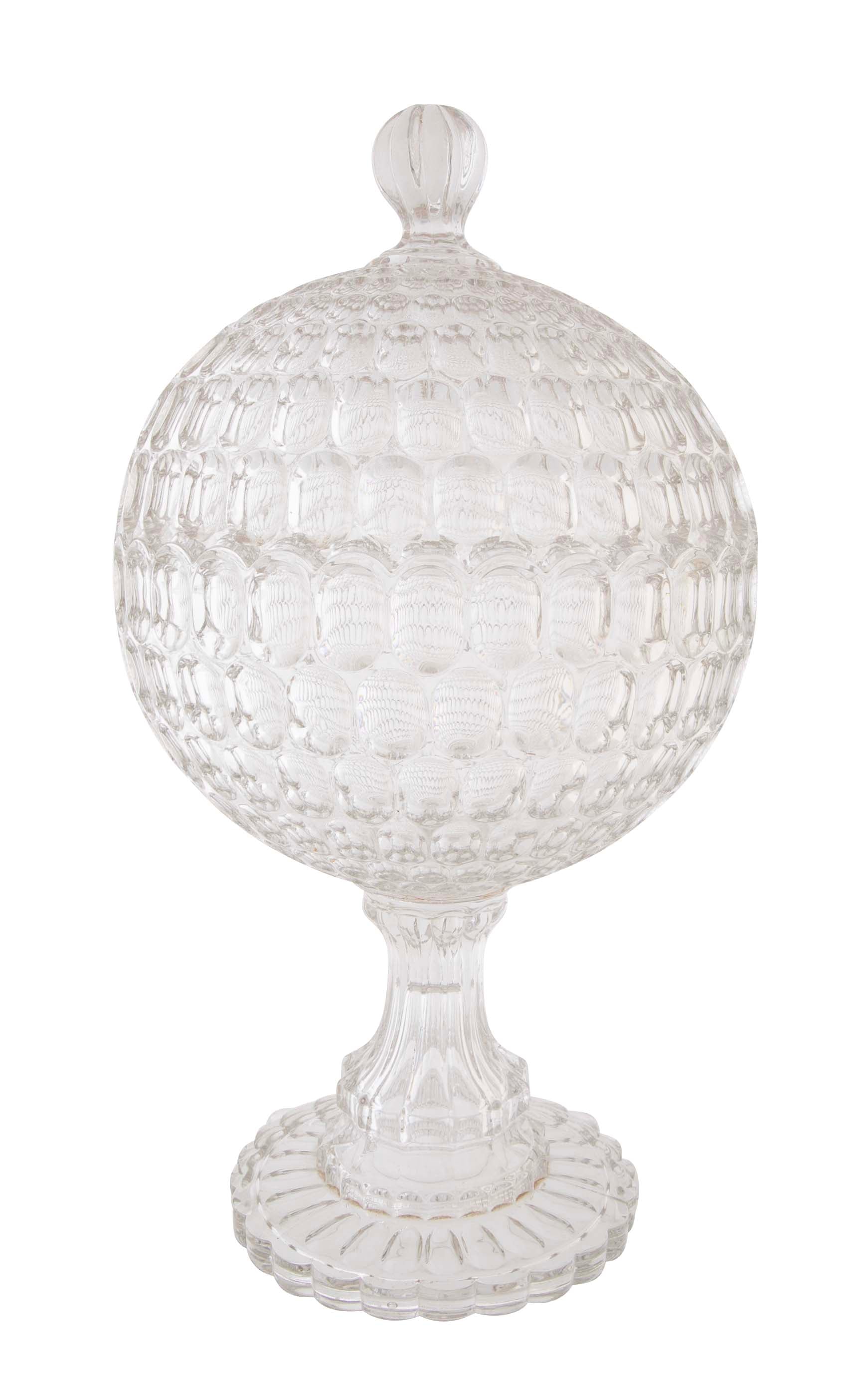 A Early Thumbprint Spherical Covered Compote by Bakewell Pears