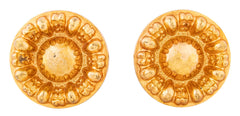 Pair of Gilt Brass Medallion Floral Tie Backs