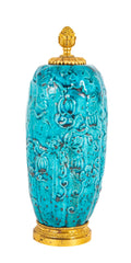19th Century Chinese Turquoise Porcelain Vase with Ormolu Mounts