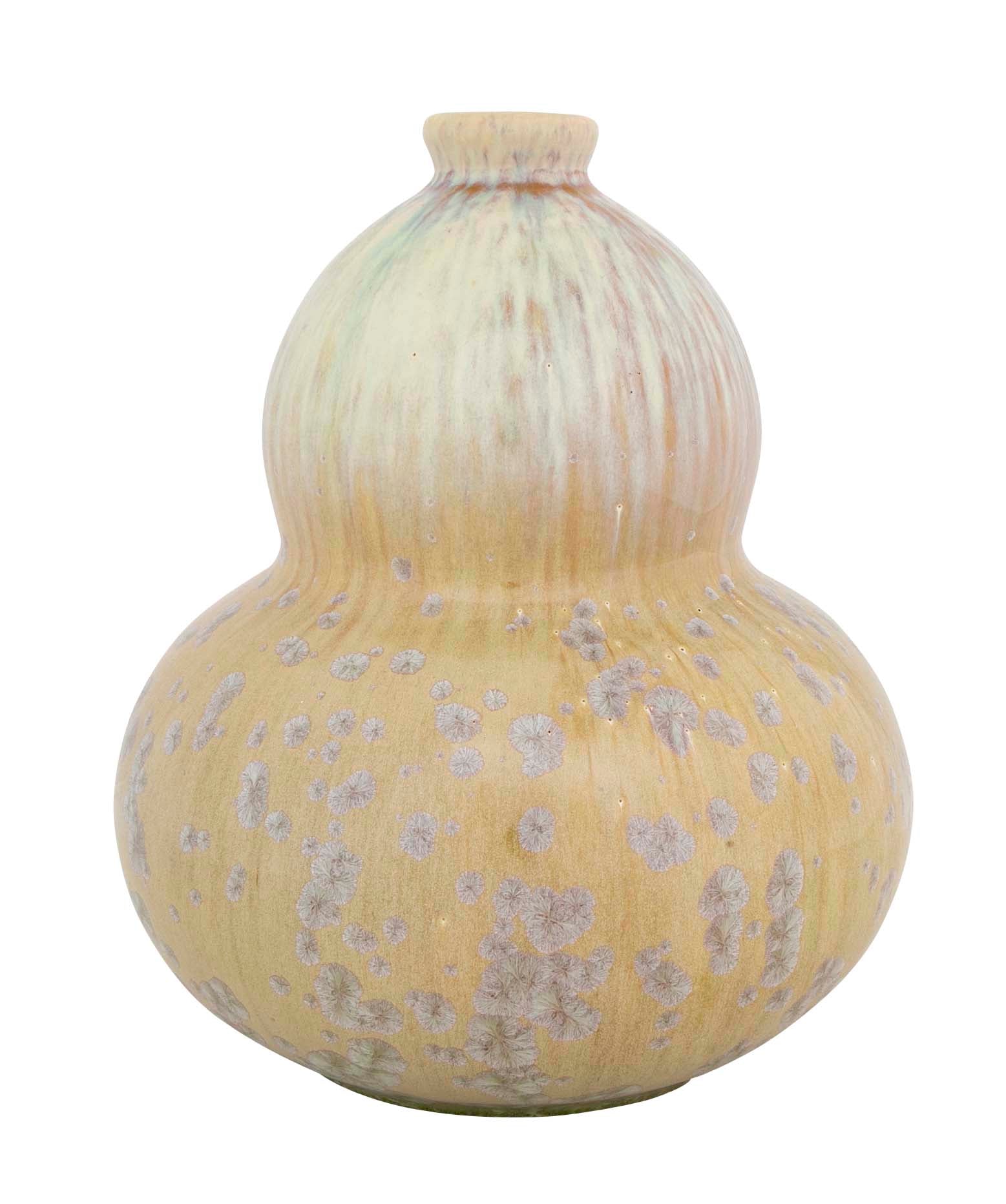 Double Gourd Vase by Mougin Freres with Crystalline and Drip Glaze