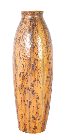 Alphonse Cytere Crystalline Brown and Ochre Glaze Ovoid Vase