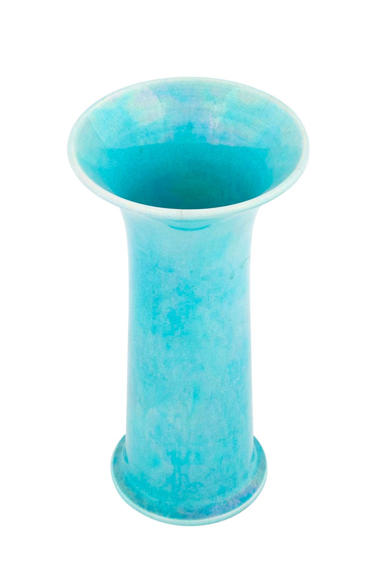 English Ruskin Pottery Turquoise Glazed Vase with Flared Rim
