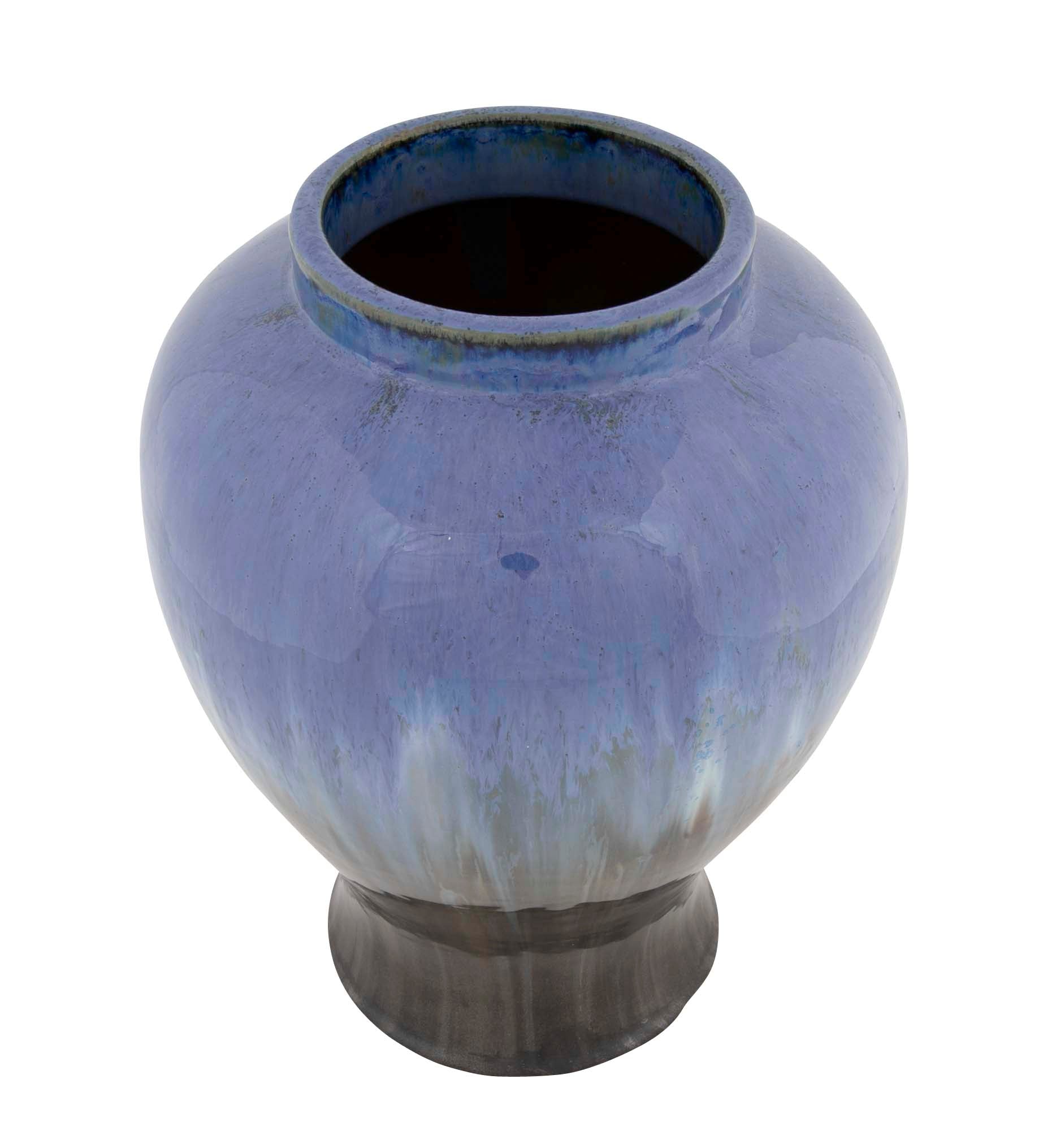 Fulper Vase with Chinese Blue & Mirror Black Flambe Glaze