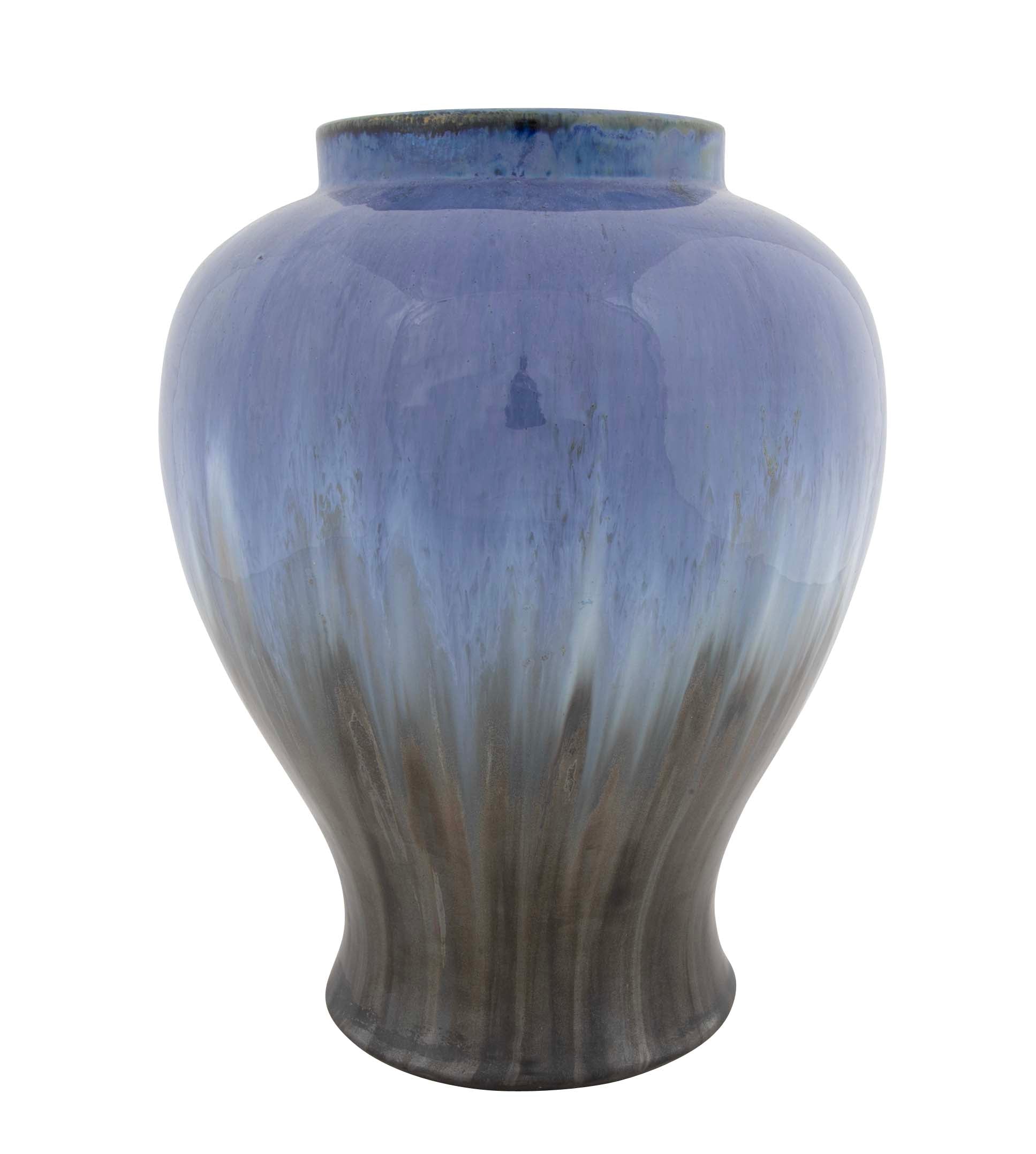 Fulper Vase with Chinese Blue & Mirror Black Flambe Glaze