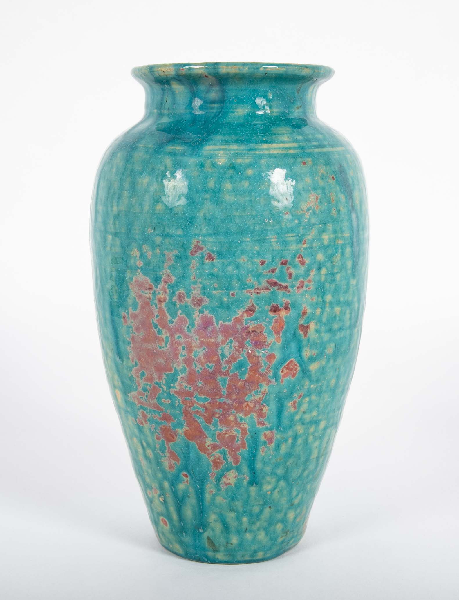 Baluster Form Pewabic Pottery Vase with Vibrant Iridescent Glaze