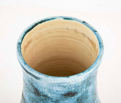 A Jacques Blin Blue Glazed Ceramic Vase with Bird Decor