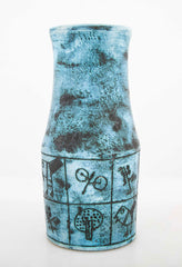 A Jacques Blin Blue Glazed Ceramic Vase with Bird Decor