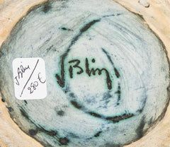 A Jacques Blin Blue Glazed Ceramic Vase with Bird Decor