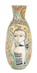 "Young Women with Hats" an Ovoid Ceramic Vase by Marcello Fantoni