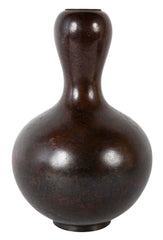 Japanese Showa Period Patinated Bronze Double Gourd Vase