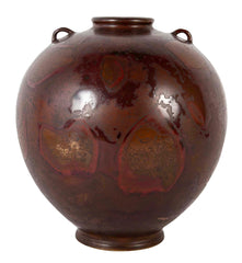 Japanese Patinated Bronze Vase with Two Small Shoulder Handles