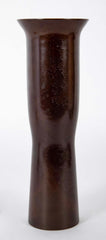 Japanese Patinated Bronze Vase in Columnar Form with Flared Rim