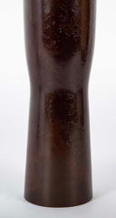 Japanese Patinated Bronze Vase in Columnar Form with Flared Rim