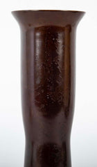 Japanese Patinated Bronze Vase in Columnar Form with Flared Rim
